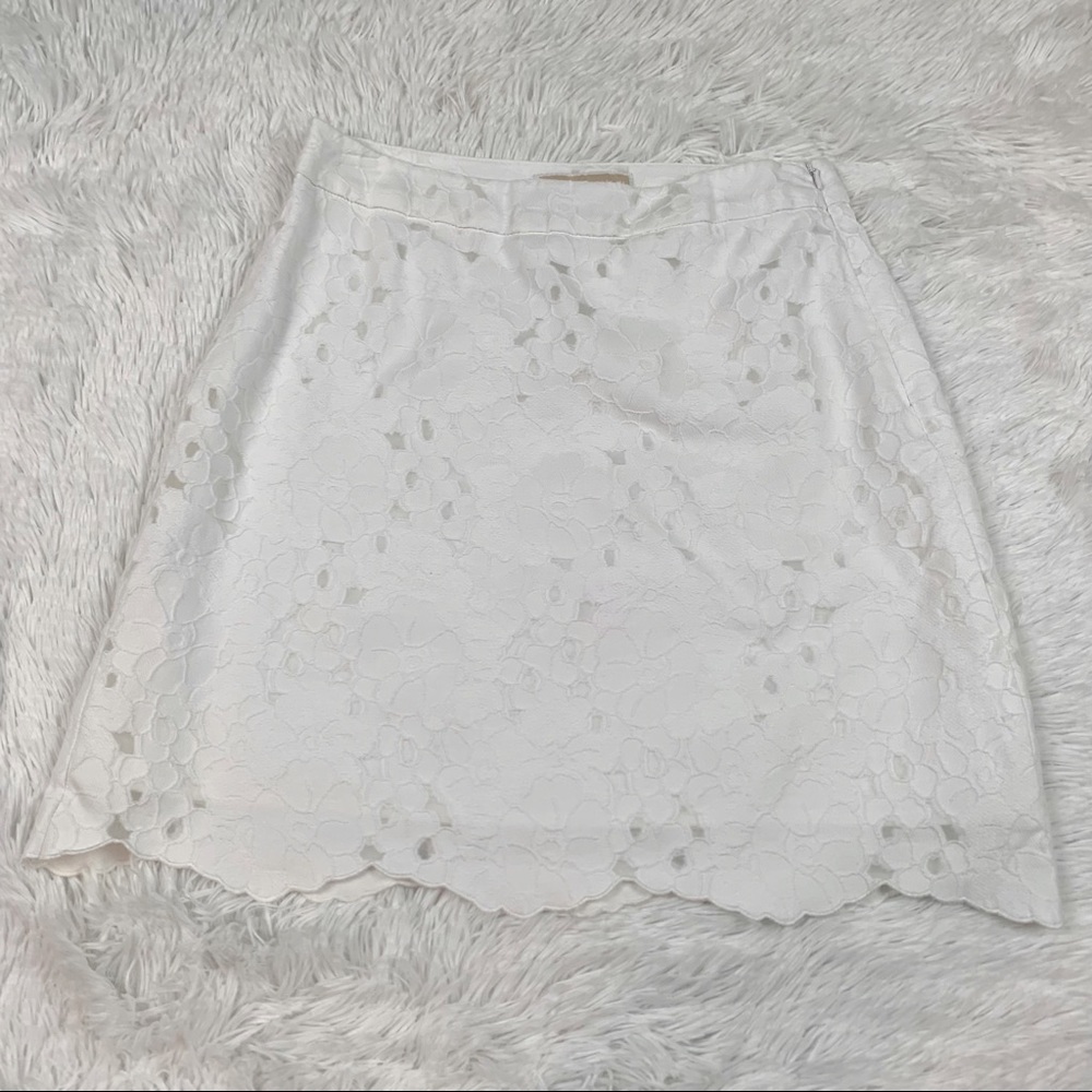 Michael Kors floral a-line mini skirt in white